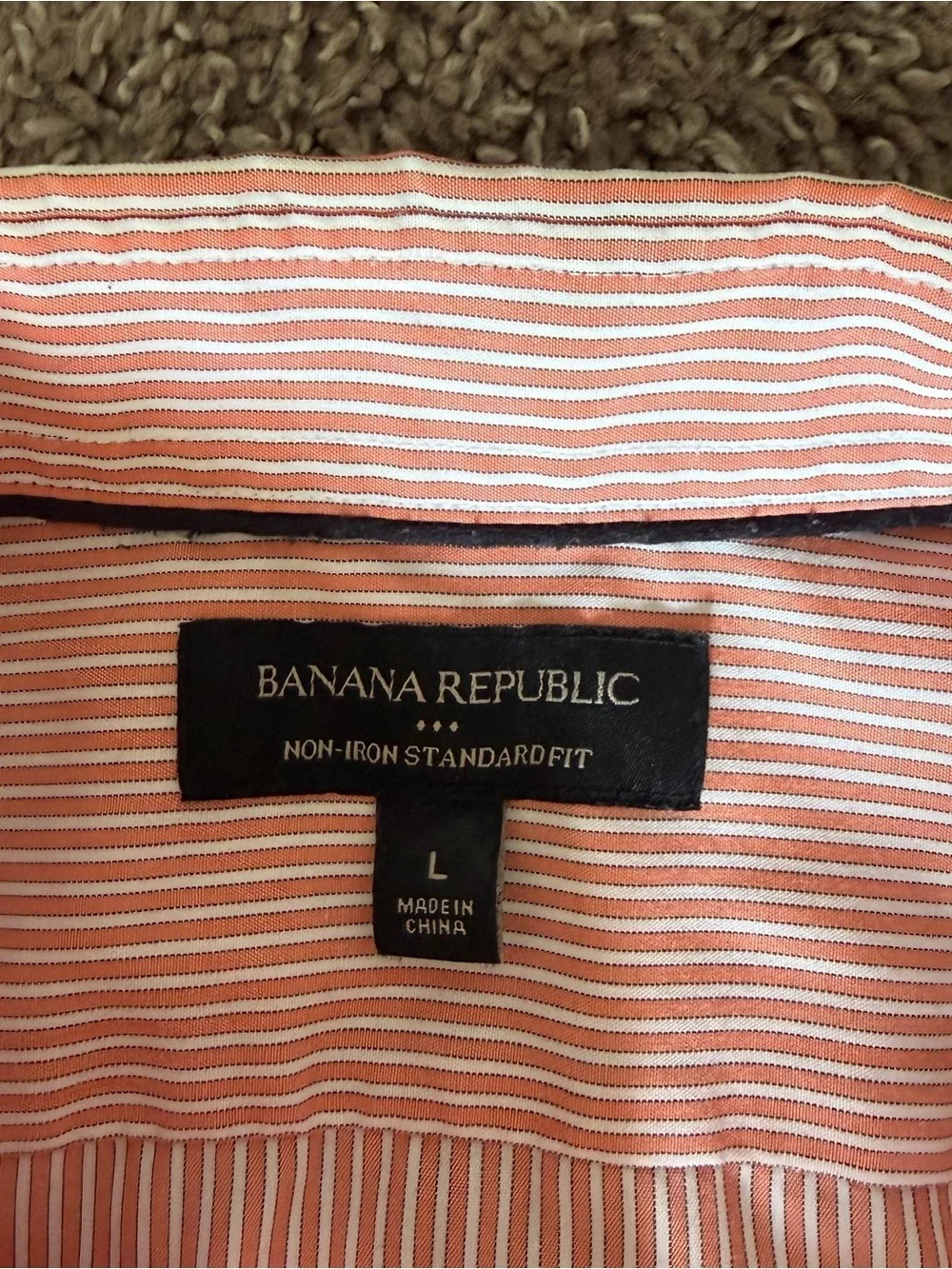 Banana Republic Orange and White Striped Business Button Down Shirt Size L